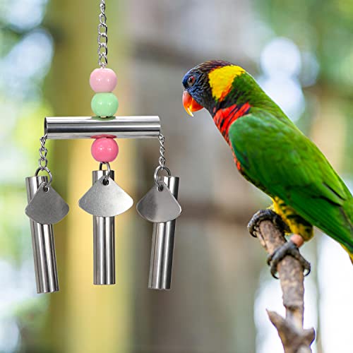 Litewoo Bird Stainless Steel Bell Toys Hanging Pipe Chew Bite Toy (B) | Bite resistance, safe & stable, stainless steel, for parrot/parakeet/cockatiel/conure/cage accesssories