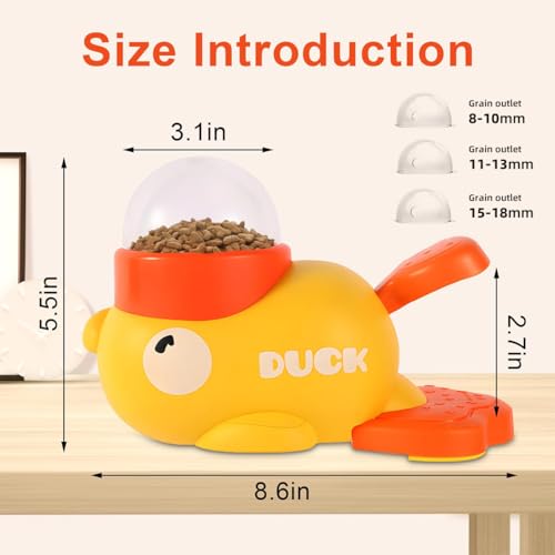 2-in-1 Cat Puzzle Treat Dispenser, Dog Snack Dispenser Toy, Duck Pet Feeder, Slow Feeder, Duck Shape, Suitable for Cat and Dog IQ Training and Exercise