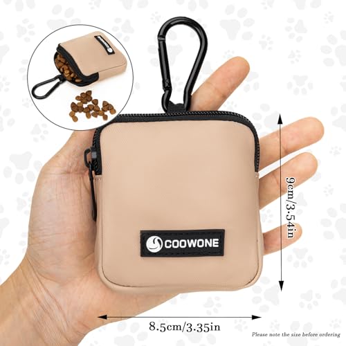 Dog Treat Pouch Pocket Sized Pet Puppy Training Pouch for Dog Training Behavior Aids, Waterproof Nylon Fabric Dog Poop Bag Holder, Hands Free Dog Walking Bag with Metal Carabiner (Coffee) - color: Coffee
