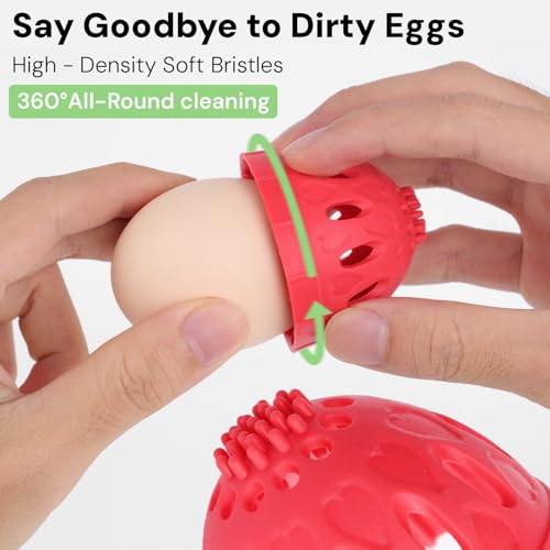 3-Pack Egg Washer, Egg Cleaner Scrubber for Fresh Eggs, and Vegetable Scrubber & Dish Brush Set - Flexible Vegetable Fruit Brush for Potato, Lemon, Cucumber, Cleaning Tools for Kitchen Sink