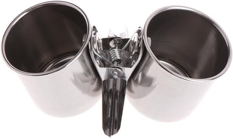 Silver Parrot Feeding Cups Hanging Pet Animal Stainless Steel Birdcage Bowls Bird Bowls for Cage Parakeet Cage Accessories Suitable Small Medium Bird Pet Supplies