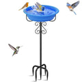 Bird Bath for Outside, 40In Freestanding Birdbaths & Feeder, Blue | Stable Metal Stake, 12" Removable Bowl, Weather-resistant, Easy Clean, Outdoors Garden Patio Yard Lawn - color: Blue