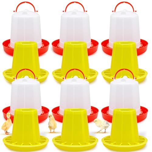 Funnymoom 12 Pack 1.5L Poultry Feeder Chick Waterer Kit Feeding and Drinker Bulk for Small Baby Chicken Duckling Goose Pigeons Quail Coop Accessories(Combination) - style: Combination