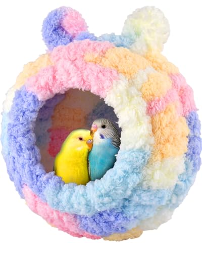 KATUMO Lovebird Nest, Bird Breeding Bed Parrot Snuggle Hut Conure House for Budgie Cockatiel Conure Lovebird Canary Finch Hamster Small Pets - size: L (Pink)