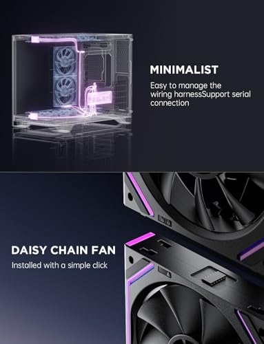 Asiahorse Dawn 120mm Case Fan, ARGB PWM 1850RPM/71CFM Airflow, Forward & Reverse Blade Design, Low Noise, Precision HDB Bearings High Performance UNI PC Fan Modular Daisy Chain - color: Black, size: 1-pack-Forward blade