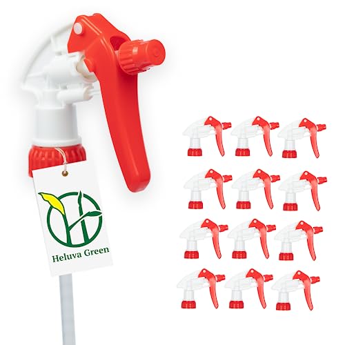 Heluva Green Spray Bottle Nozzle Replacement Tops, Red 13 Pack | Heavy-duty trigger sprayer tops for commercial and home cleaning. Fits 8/16/24/32 oz plastic & glass bottles. - color: Red, size: 13 Pack