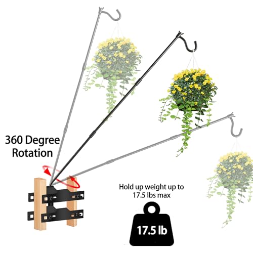 ULIOK Deck Hook, Heavy Duty Hummingbird Feeder Hanger, 31 Inch Extended Adjustable, Solid Steel Hanging Hook for Hanging Bird Feeder, Suet Baskets, Planters, Wind Chimes, 360 Degree Rotary, 2 Pack - color: 2Pack