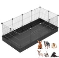 LANGXUN DIY Small Animal Playpen, Pet Playpen with Door and Waterproof Mat, Rabbit Guinea Pig Cages, Puppy Kitten Playpen | Indoor & Outdoor Portable Metal Wire Yard Fence, 12pcs Metal Pet Panels - style: 12 Metal Panels & Mat (11.8'' x 15")
