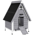 PawHut Chicken Coop for 2 Hens, Outdoor Wooden House, 31" x 29" x 43", Grey | Removable Nesting Box & Roosting Bar, Tray, Ramp, Chicken House, Poultry Cage Rabbit Hutch