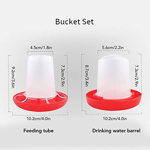 Chick Feeder and Waterer Kit, Mini Chicken Feeder and Waterer, Rotary Sleeve Design Automatic Feeding and Watering Combo for Baby Turkey, Guinea Fowl, Quail and Pigeons, 3.6x4.0in
