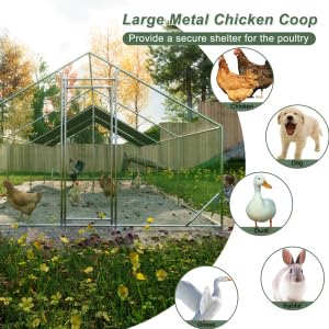 Heavy Duty Metal Chicken Coop with Hardware Cloth (312" L x 120.5" W x 78.72" H) - size: 312.1"L x 120.5"W x 78.7"H