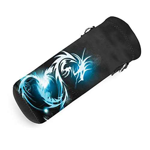 AMARY 500ML Neoprene Water Bottle Carrier Bag with Adjustable Shoulder Strap,Insulated Water Bottle Cover for Stainless Steel/Glass/Plastic Bottles 16.9OZ (dragon) - color: Dragon