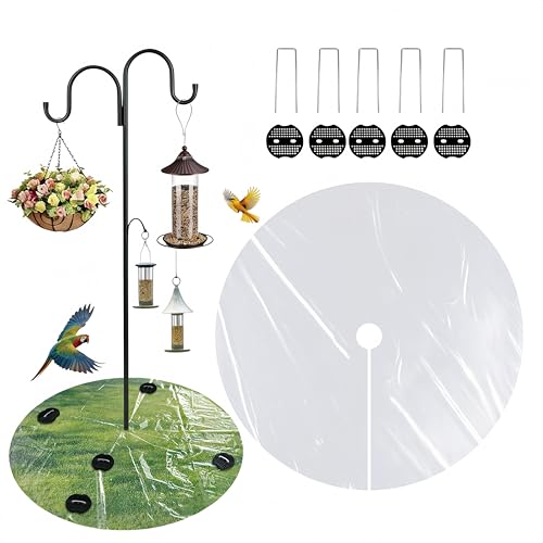 2 PCS 47.24 Inch Bird Seed Catcher for Pole - Full Kit Outdoor Mat for Under Bird Feeder, Bird Feeder Seed Catcher Tray for Ground, Fits Most Shepherd Hooks/Bird Poles