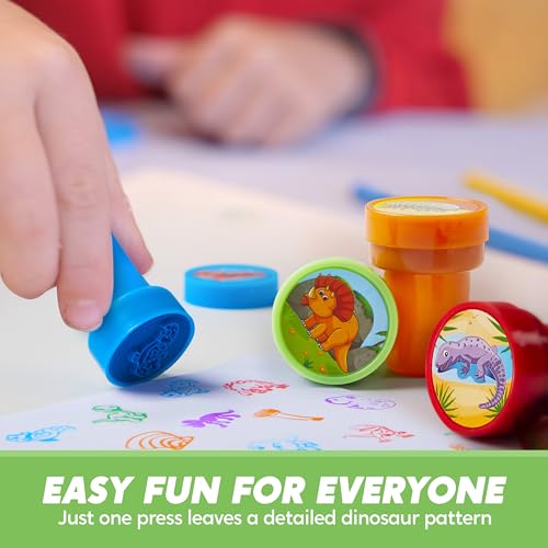 JOYIN 50PCS Dinosaur Stamps for Kids, 50 Different Designs, Fossils, Sea Dinosaurs, Stamps for Dinosaur Party Favor Bags, Classroom Prizes Stuffers, Treasure Box Toys, Birthday Gift - style: Dinosaur