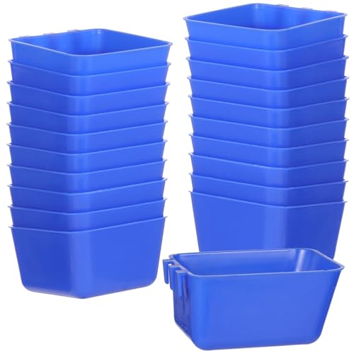 20 Pcs Cage Cups 16 oz Chicken Feeder Waterer Birds Feeders Hanging Bunny Cage Feeder Chicken Water Bowl Feeding Seed Bowl for Pet Parrot Rooster Parakeet Gamefowl Poultry Pigeon Wire Cage - color: blue