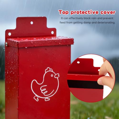 Automatic Chicken Grit Feeder Metal Oyster Shell Feeder with Lid, Chickens Coop Accessories Improve Eggshell Quality and Hen Health(Color:2 pcs)