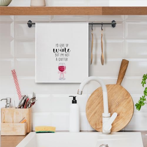 Funny Wine Tea Towel, Coquette Wine Lovers Gifts for Women Men, Funny Kitchen Dish Towels with Sayings for Bar, 16x24 Inch - color: Wine 01