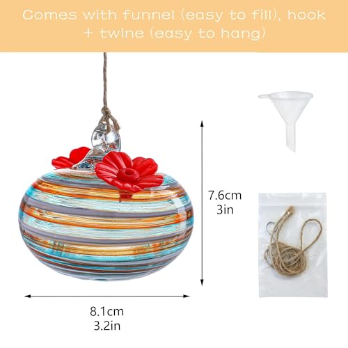 Glass Hummingbird Feeders for Outdoors with 2 Feeding Ports - color: A