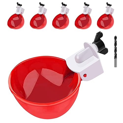Chicken Waterer Cups, 6 Packs Large Chicken Watering Cups, Automatic Chicken Water Cups, Tee Fittings Poultry Feeder Cups Suitable for Chicken, Duck, Goose, Turkey with Mounting Hole Opener | Automatic Chicken Water Cups, Tee Fittings Poultry Feeder Cups