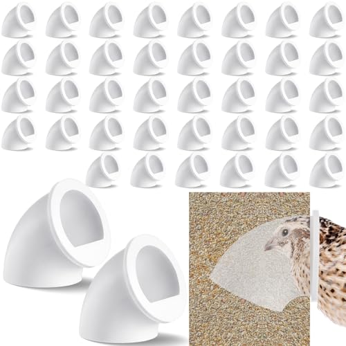 Teenyyou 20 Pack Quail Feeders No Waste Chicken Feeder Port DIY Chick Feed Saver Quail Supplies for Coturnix Small Poultry Farm Bucket Bin Container (1.5 Inch,White) - color: White, size: 1.5 Inch