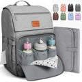 Baby Diaper Bag Backpack - Baby Bags for Boys & Girls, Large Waterproof Diaper Backpack - Baby Shower Gifts & Registry Must Haves - Travel Diaper Bags with Changing Pad & Back Zipper - Baby Boy Stuff - color: P. Light Gray, style: Classic