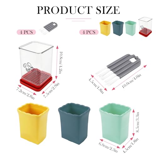 8PCS Cup Slicer Set - Fruit Vegetable Cutter for Strawberry, Banana, Egg, Mushroom - Handheld Kitchen Slicer with Cleaning Brushes, Stainless Steel PP Safe Material (Multi-Color)