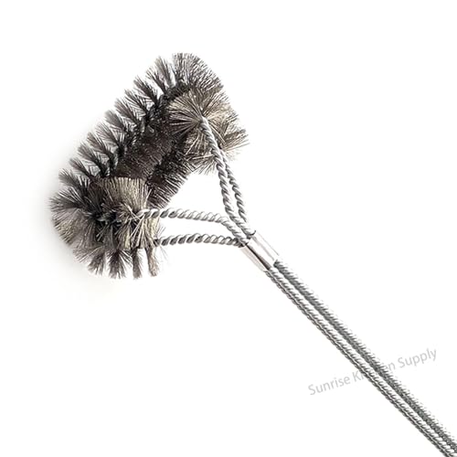 SUNRISE Fryer Brush with Long Handle (Stainless Steel, Double Brush) - color: Stainless Steel, size: Double Brush