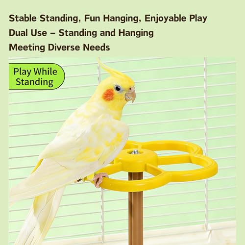 Spinning Bird-Toys Bird Cage Toys & Bird Perch Parrot-Parakeet Budgie Cockatiel Conure Macaw Chicken Parrot Enrichment Cage Accessories Small Animal Chewing Toy (Yellow Perch) - color: Yellow Perch