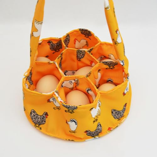 Egg Collecting Basket Canvas Egg Holder 7 Pouches Carrier | Egg collecting basket with 7 separate pouches for chicken duck and goose eggs during daily coop gathering trips