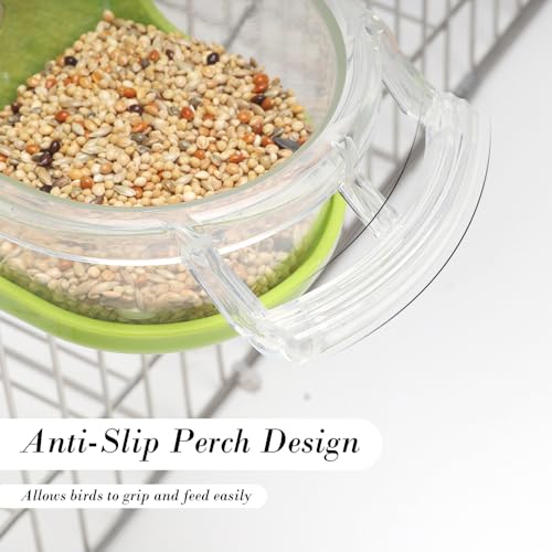 2 Pack Bird Detachable Bowl Plastic Food Cup Convenient Hanging Feeder for Small Bird Cockatiel Lovebird Canary Finch Parakeet Budgie (Green and Blue)