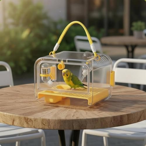 Cage Portable Pet Carrier Parrot Cage Mobile Aviary Lightweight Transparent with Handle and Ventilation Suitable for Travel Home Outings, Green - color: Green