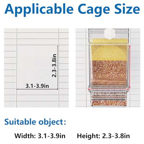 Hamiledyi No Mess Bird Feeders Water Dispenser Set Automatic Parakeet Cage Feeder with Perch Transparent Acrylic Container Parrot Cage Accessories for Canary Budgie Lovebirds Finches - color: Feeder + Drinking Bottle