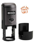 Infusion Round Teacher Stamp, Holiday, 3/4'' Self-Inking Rubber Stamp - Great Job Jack-O-Lantern - Orange Ink - color: Great Job Jack-o-lantern