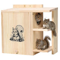 Large Widened Squirrel House for Outside, Waterproof Squirrel Nesting Box | External Platform & Porch, Anti-Predator Squirrel Box for Backyard, Solid Pine Wood, Easy to Assemble, DIY, 16×14.5×8 Inch