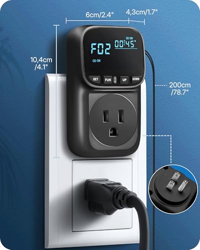 Digital Temperature Controller Outlet, 15A/1800W Heavy Duty Thermostat Plug, VA LCD Display, Heating/Cooling Control, -40°F~210°F, 4 Timer Modes, for Greenhouse Incubator Homebrew B01TC06 - color: Black-6.6ft