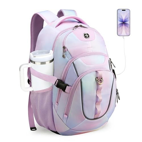 Swissdigital Laptop Backpack, Pink Purple, Travel Backpack, SD803-104 | USB Charging Port, Travel Backpack, 31l Capacity, Backpack for Women - color: Pink Purple