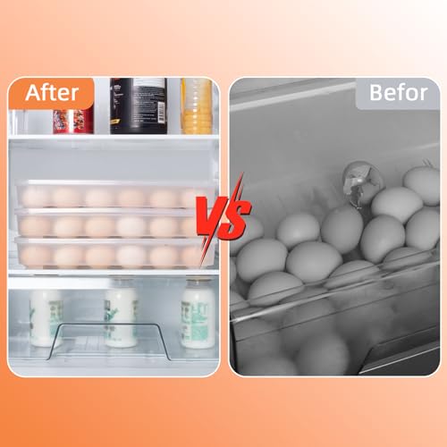 Deviled Egg Containers with Lid, (Set of 2), Stackable Deviled Egg Carrier for 48 Eggs, Clear Egg Holder for Fridge with Lid, Portable Plastic Deviled Egg Tray for Party, Easter Eggs Tray