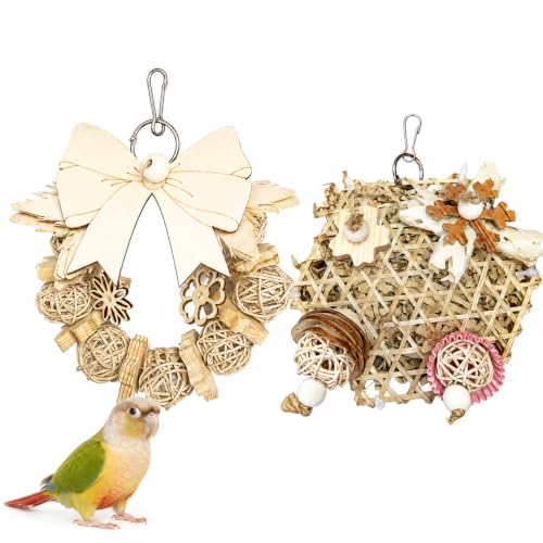 2PCS Natural Bird Toy,Chew Toys for Parakeets,Cockatiels,Conures,Love Birds,and Other Small to Medium Birds - style: Style 1