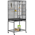 Yaheetech 54-inch Wrought Iron Standing Large Parrot Parakeet Flight Bird Cage for Small Parrot Sun Parakeet Green Cheek Conure Lovebird Budgie Finch Canary Bird Cage with Stand - color: Hammertone Black