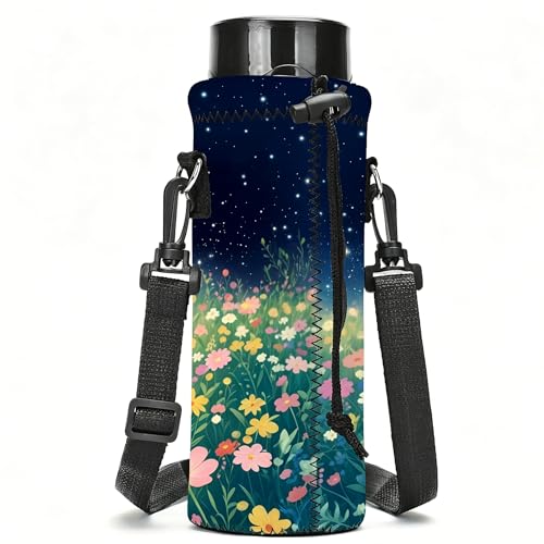 AMARY 750ML Neoprene Water Bottle Carrier Bag with Adjustable Shoulder Strap,Insulated Water Bottle Cover for Stainless Steel/Glass/Plastic Bottles 24OZ (AM-24-750-2) - color: AM-24-750-2