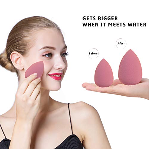 Makeup Sponges Set - Beauty sponges Blending Blenders with 1 Holder and Egg Case, Flawless for Cream, Powder and Liquid (Pink,7Pcs+1Holder+ case) - color: Pink, size: 7Pcs+1Holder+ case