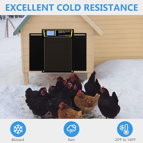 Automatic Chicken Coop Door with Timer & Light Sensor，5000mAh Battery & 3.7W Solar Panel，Anti-Pinch Auto coop Door, Weatherproof for Backyard Chicken Coop