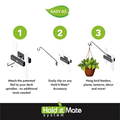 Long Hook Kits Ideal for Bird Feeders, Lighter Flower Baskets, Chimes, etc. for Vertical Spindled Deck Railings Only (34" Upright) Heavy Duty Hanger - size: (1) 34" Upright