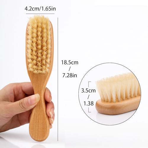 Cosowe Wood Clean Brush, Laundry Stain Brush with Handle and Soft Boar Bristles, Cleaning Brushes for Household Use, Natural Beech Wood Bath Massage Brush, Portable