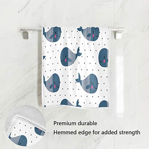 senya Cute Cartoon Whales Hand Towel Ultra Soft Luxury Towels for Bathroom 30"x15" - color: Multi 4