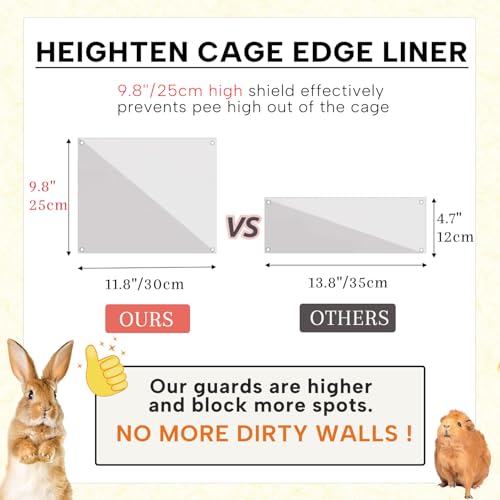 KEYIDE 6Pcs Plastic Pet Cage Liner 12” x 10” Clear Bunny Cage Urine Guard Guinea Pig Side Lining Sheet Rabbit Habitat Siding Ferret Scatter Guard Cage Accessories Simple but Essential