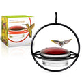 Hummingbird Feeder for Outdoors Hanging, 3.4 OZ Hummingbird Feeders, Glass Bowl with 4 Feeding Ports, Leak Proof Lid & Circular Perch, Bird Feeder (1, Black) - color: Black