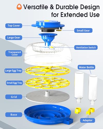 18 Eggs Incubator for Hatching Eggs with Automatic Egg Turning and Humidity Control, Egg Candler, External Water Bottle Refill, Hatch Days Display, 360° Clear View, for Chicken Duck Goose Quail Birds - size: 18 eggs