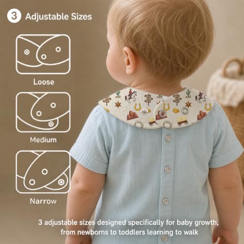 Baby Organic Cotton Teething Cloth Newborn Baby Burp Cloth Bandana Drool Cloth for Drooling Cotton Baby Gifts - color: Brown Western