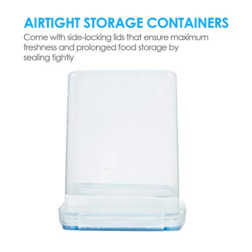 Vtopmart Large Food Storage Containers 5.2L / 175oz, 4 Pieces BPA Free Plastic Airtight Canisters for Flour, Sugar, Baking Supplies, Rice with Lids, 4 Measuring Cups and 24 Labels, Blue (Pack of 2) - color: Blue, size: 5.2L (Pack of 2)